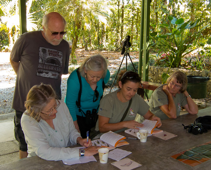 Tallying the bird list from an SVBC bird walk.
